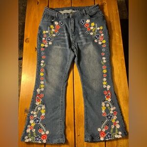 Embroidered Floral Blue Women’s Jeans 2XL